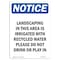 Signmission OSHA Notice, 5" Height, Landscaping In This Area Is Irrigated Sign, 5" X 3.5", Portrait OS-NS-D-35-V-13952 - alternate 1